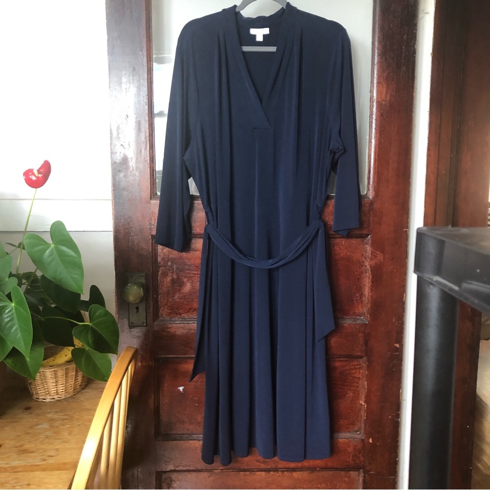 Charter Club French Twist Navy Blue Plus Size Midi Dress 3X - Picture 7 of 12